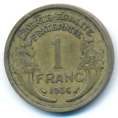 France, 1 franc, 1936