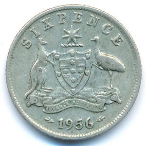 Australia, 6 pence, 1956