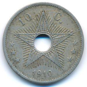 Belgian Congo, 10 centimes, 1910