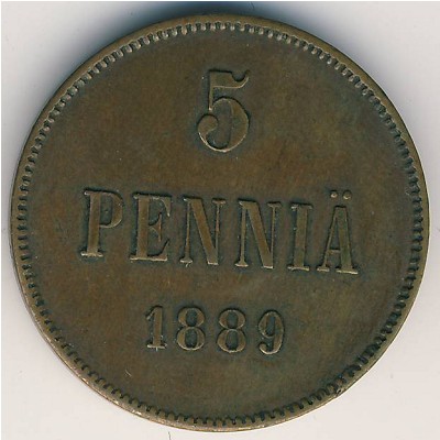 Финляндия, 5 пенни (1888–1892 г.)