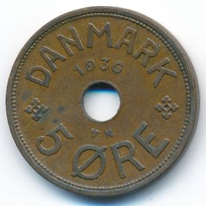 Denmark, 5 ore, 1936