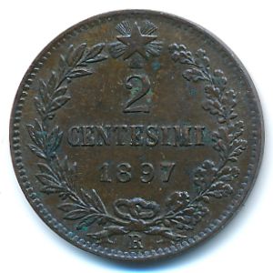 Italy, 2 centesimi, 1897