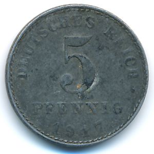 Germany, 5 pfennig, 1917