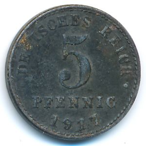 Germany, 5 pfennig, 1917