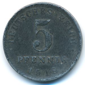 Germany, 5 pfennig, 1918