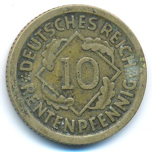 Weimar Republic, 10 rentenpfennig, 1924
