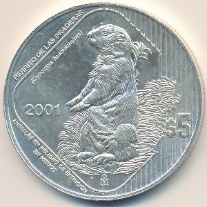 Mexico, 5 pesos, 2001