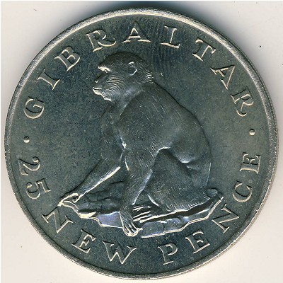 Gibraltar, 25 new pence, 1971