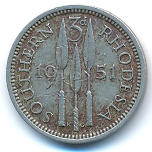 Southern Rhodesia, 3 pence, 1951