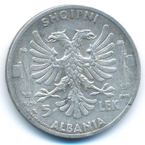 Albania, 5 lek, 1939