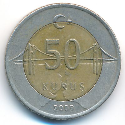 Turkey, 50 kurus, 2009