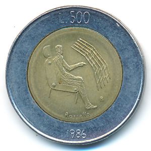 San Marino, 500 lire, 1986