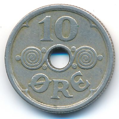 Denmark, 10 ore, 1924