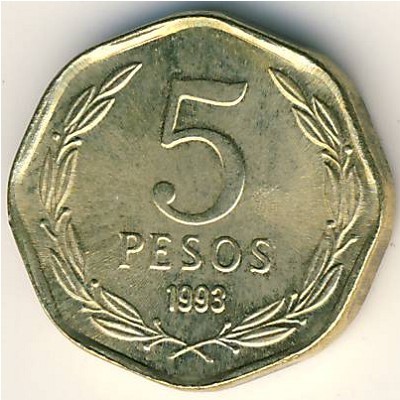 Chile, 5 pesos, 1992–2013