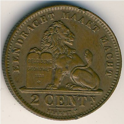 Belgium, 2 centimes, 1910–1919