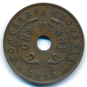 Southern Rhodesia, 1 penny, 1951