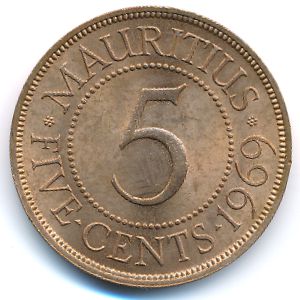 Mauritius, 5 cents, 1969