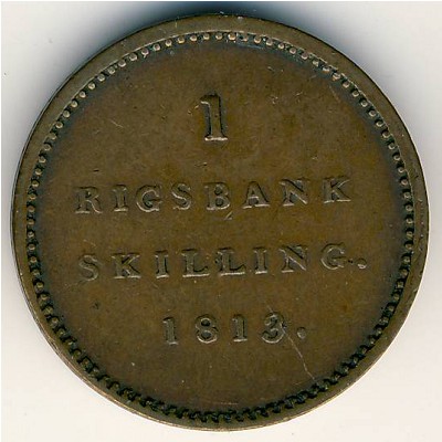 Denmark, 1 rigsbankskilling, 1813