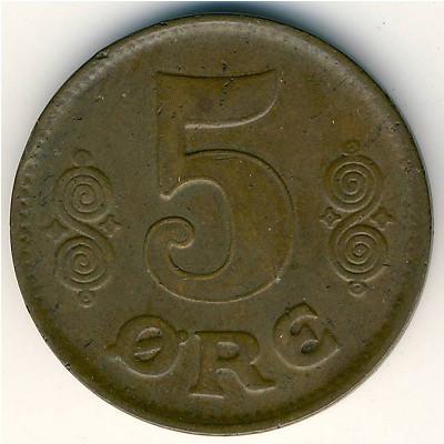 Denmark, 5 ore, 1919–1923