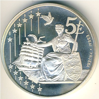 Denmark., 5 euro, 2002