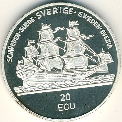 Sweden., 20 ecu, 1992