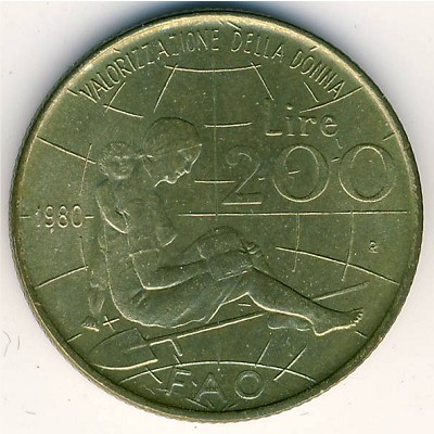 Italy, 200 lire, 1980