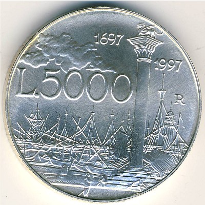 Италия, 5000 лир (1997 г.)