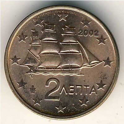Greece, 2 euro cent, 2002–2020