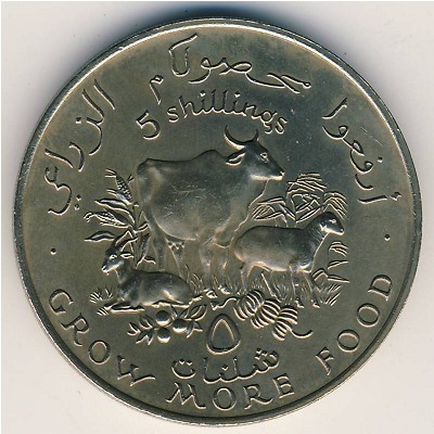 Somalia, 5 shillings, 1970