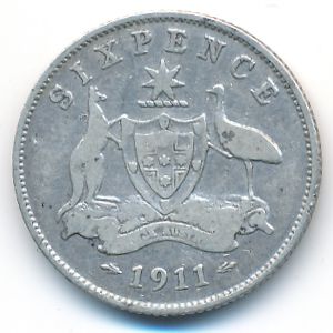 Австралия, 6 пенсов (1911 г.)