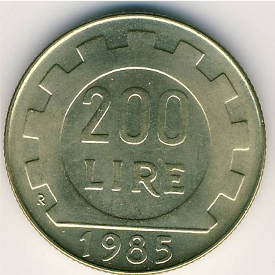 Italy, 200 lire, 1977–2001