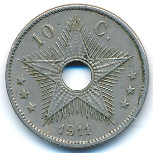 Belgian Congo, 10 centimes, 1911