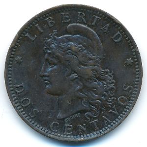 Argentina, 2 centavos, 1882–1896