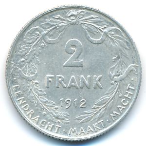 Belgium, 2 francs, 1911–1912