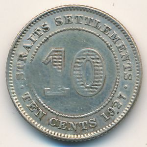 Straits Settlements, 10 cents, 1927