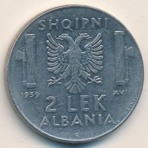 Albania, 2 lek, 1939–1941