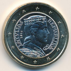 Latvia, 1 euro, 2014–2019