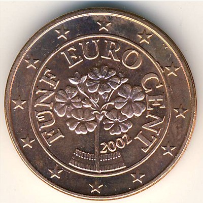 Austria, 5 euro cent, 2002–2017
