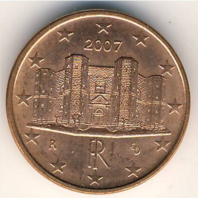 Италия, 1 евроцент (2002–2018 г.)
