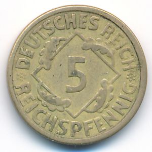 Веймарская республика, 5 рейхспфеннигов (1925 г.)