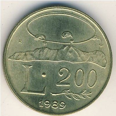 San Marino, 200 lire, 1989