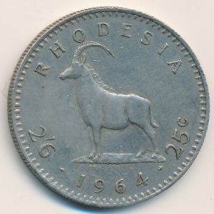 Rhodesia, 2 1/2 shillings-25 cents, 1964