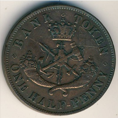 Upper Canada, 1/2 penny, 1850–1857