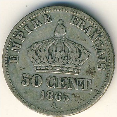 Франция, 50 сентим (1864–1868 г.)