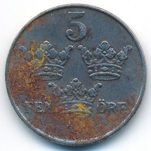 Sweden, 5 ore, 1943