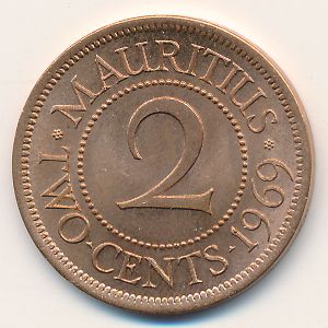 Mauritius, 2 cents, 1969