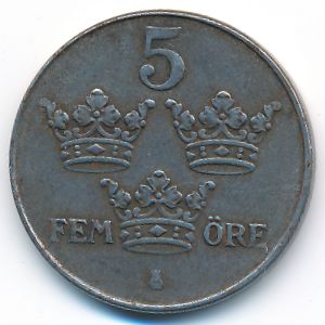 Sweden, 5 ore, 1947