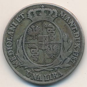 Milan, 1 lira, 1781–1790