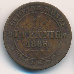 Saxony, 1 pfennig, 1866