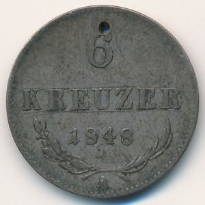 Австрия, 6 крейцеров (1848 г.)